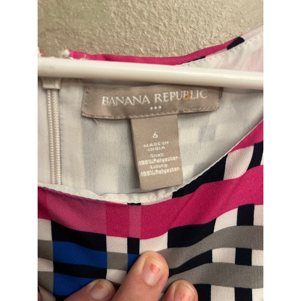Banana Republic Multicolor Geometric Plaid Print Sleeveless Sheath Dress Size 6 - Picture 5 of 9